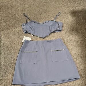 Chloe Blue A-Line Mini Skirt Resort Wear